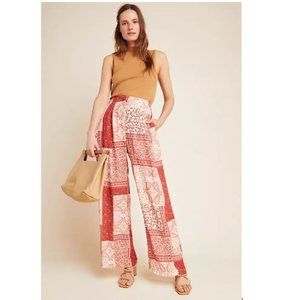 Elena Patchwork Wide-Leg Pants By Eva Franco in Red from Anthropologie - Size 8